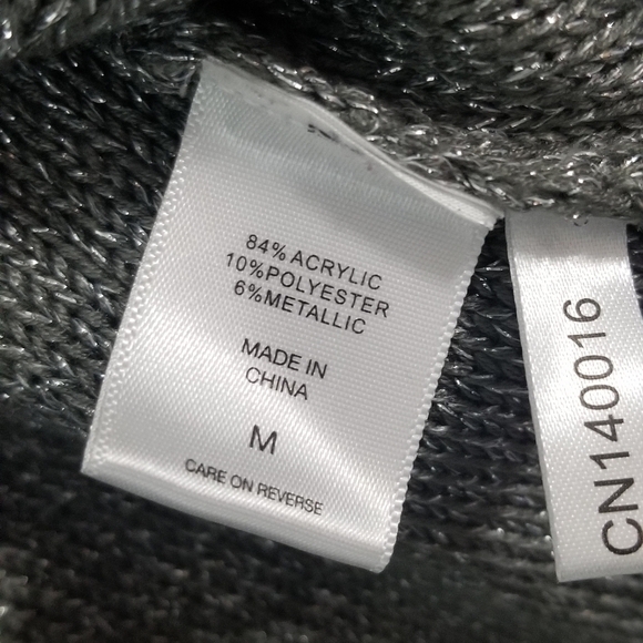 New York & Company Cowl Neck Knot Sweater. Sparkly Gray. Side Slits. Size M. - Picture 7 of 8